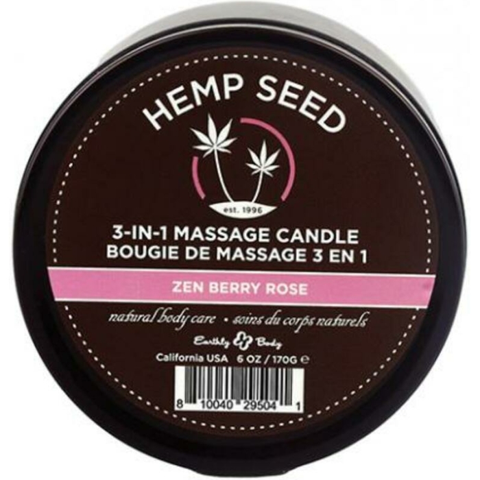 Earthly Body Suntouched Hemp Candle - 6 Oz Round Tin Zen Berry Rose - Image 1