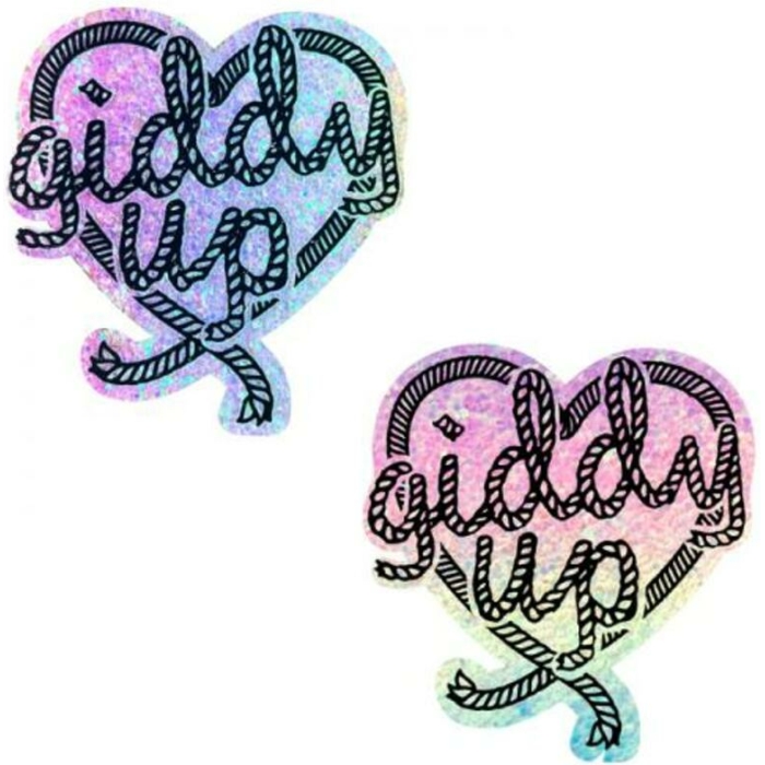 Neva Nude Giddy Up Light Pastel Smarties Party Glitter Lasso Heart Nipple Pasties - Image 1