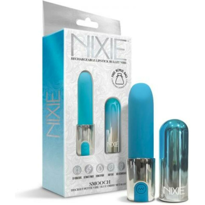 Nixie Smooch Rechargeable Lipstick Vibrator Blue Ombre - Image 1