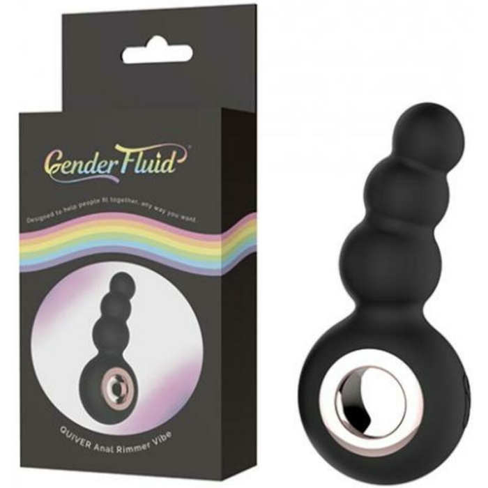 Gender Fluid Quiver Anal Ring Bead Vibe - Black - Image 1