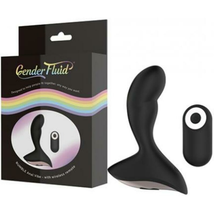 Gender Fluid Rumble Anal Vibe W/remote - Black - Image 1