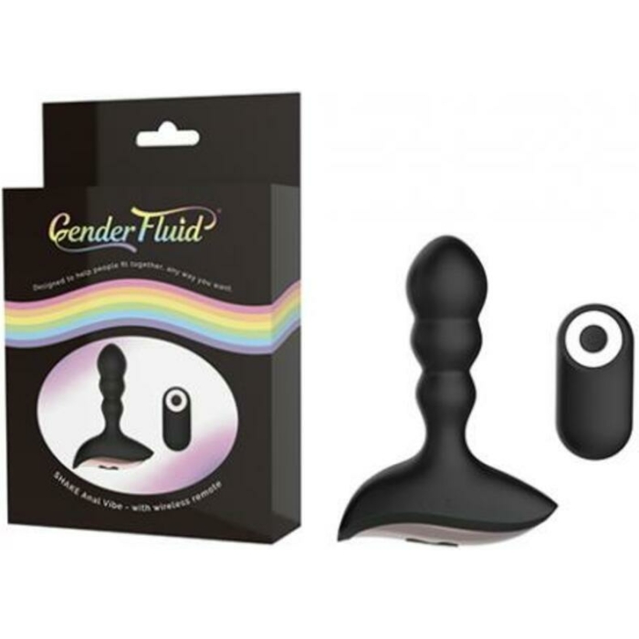 Gender Fluid Shake Anal Vibe W/remote - Black - Image 1