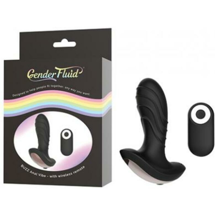 Gender Fluid Buzz Anal Vibe W/remote - Black - Image 1