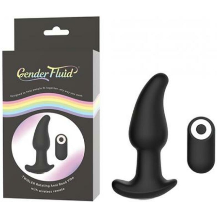 Gender Fluid Twirler Anal Vibe W/remote - Black - Image 1