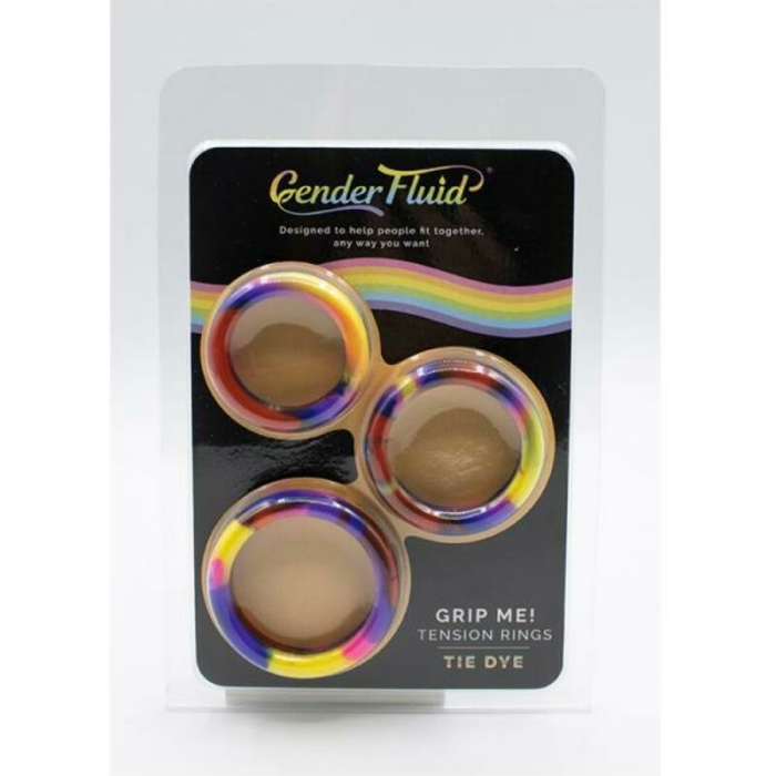Gender Fluid Grip Me! Tension Ring Set Of 3 Tie-dye - Image 1