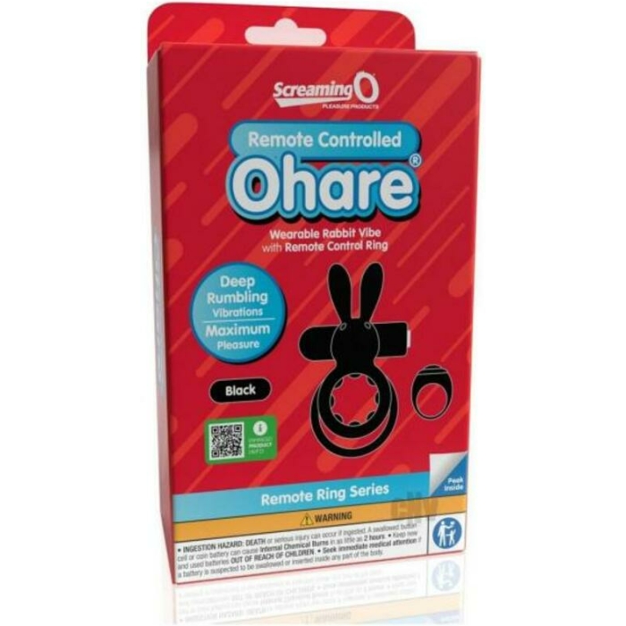 Screaming O Ohare Remote Controlled Vibrating Ring  - Black - Image 1