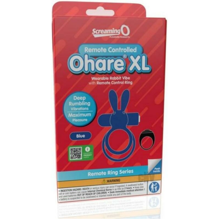 Screaming O Ohare Remote Controlled Vibrating Ring - Xl Blue - Image 1