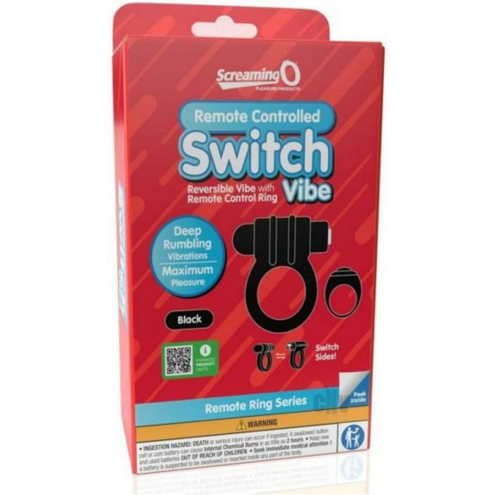 Screaming O Switch Remote Controlled Vibrating Ring - Black - Image 1