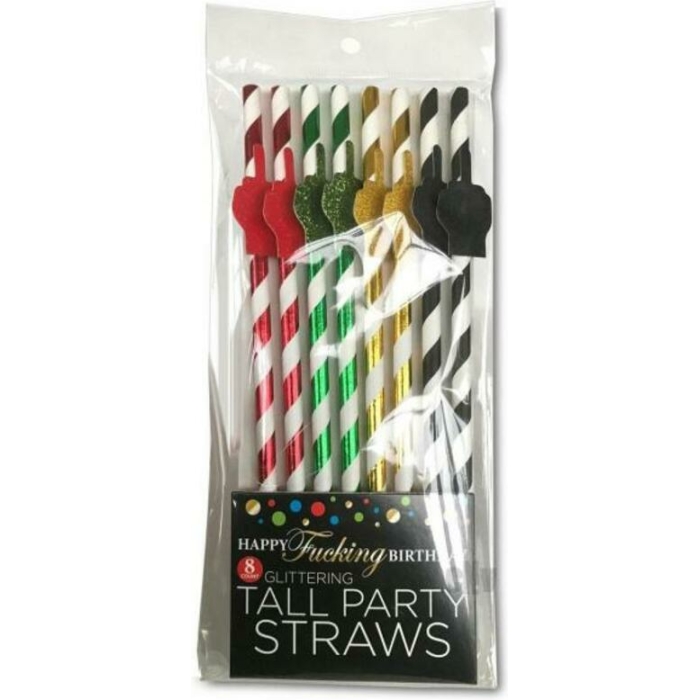 Happy Fucking Birthday Tall Party Straws - Image 1
