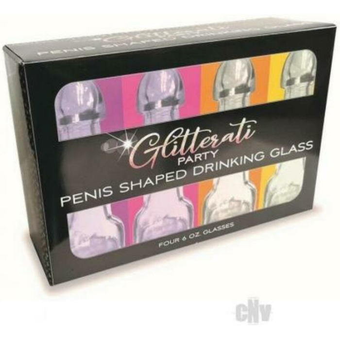 Glitterati Penis Drinking Glass 6oz 4pk - Image 1