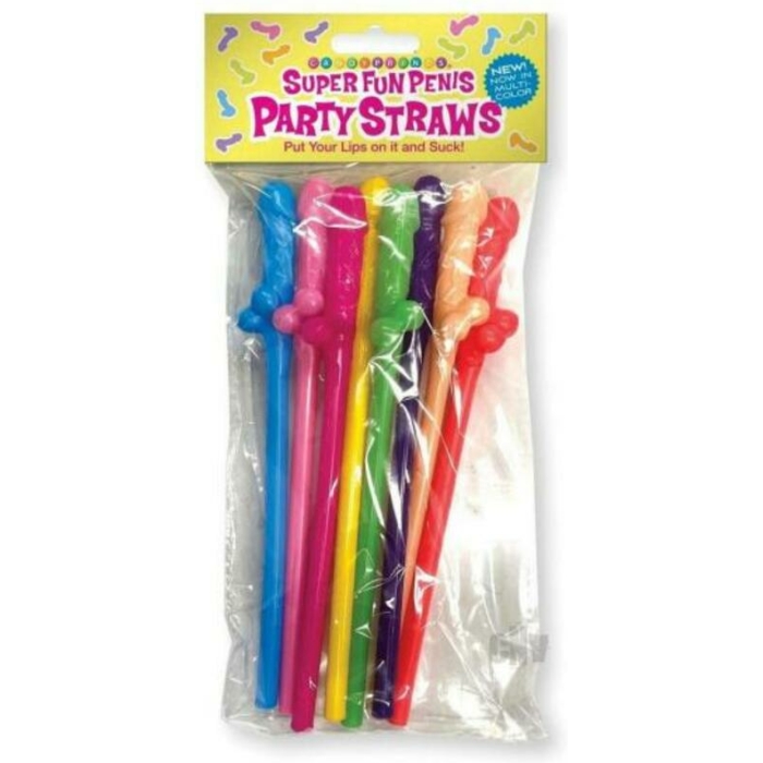 Super Fun Penis Party Straws 8-pack Multicolor - Image 1