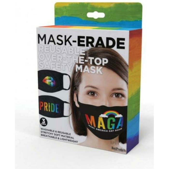 Maskerade Masks - Pride/gay Again/rainbow Kiss - 3-pack - Image 1