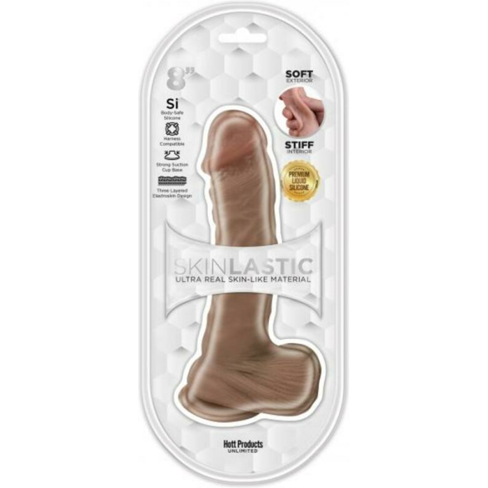 Skinsations Skinlastic Sliding Skin Dildo With Suction Base 8 In. - Image 1