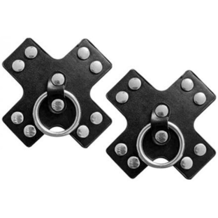 Nipplicious Seducer Leather Pasties With Ring Black - Image 1