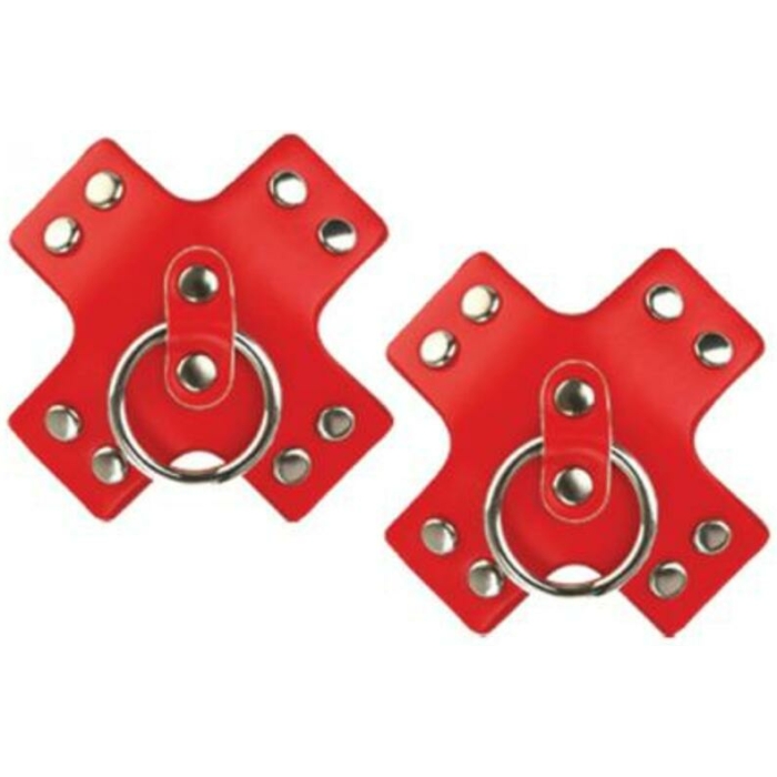 Nipplicious Seducer Leather Pasties With Ring Red - Image 1