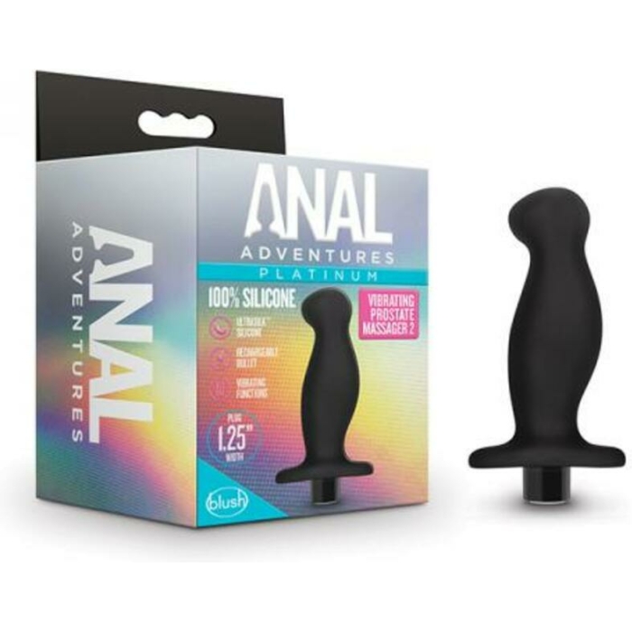 Anal Adventuresplatinum- Silicone Vibrating Prostate Massager 02- Black - Image 1