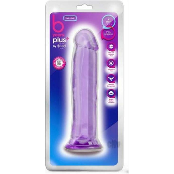 B Yours Plus Thrill 'n' Drill Dildo Purple - Image 1