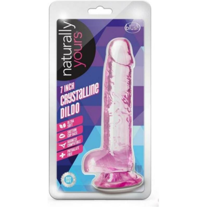 Naturally Yours Crystalline Dildo 7 In. Rose - Image 1