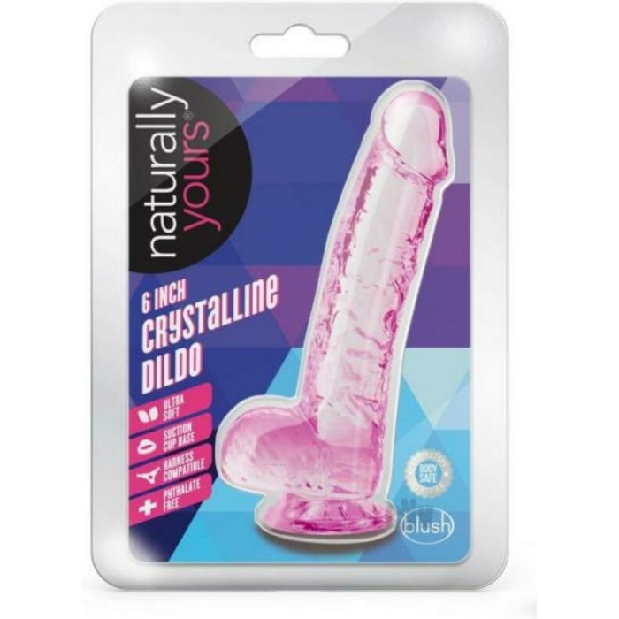 Naturally Yours Crystalline Dildo 6 In. Rose - Image 1