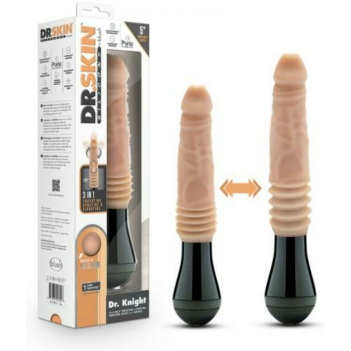 Dr. Skin Silicone Dr. Knight Thrusting Gyrating Vibrating Dildo Beige - Image 1