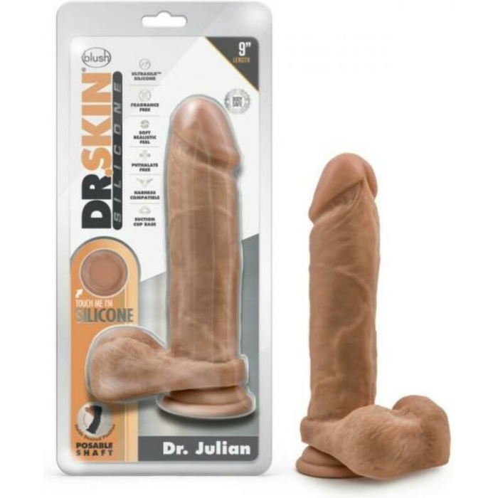 Dr. Skin Dr. Julian Dildo With Suction Cup Silicone 9 In. Mocha - Image 1
