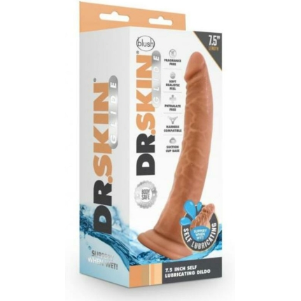 Dr. Skin Glide Self-lubricating Dildo 7.5 In. Mocha