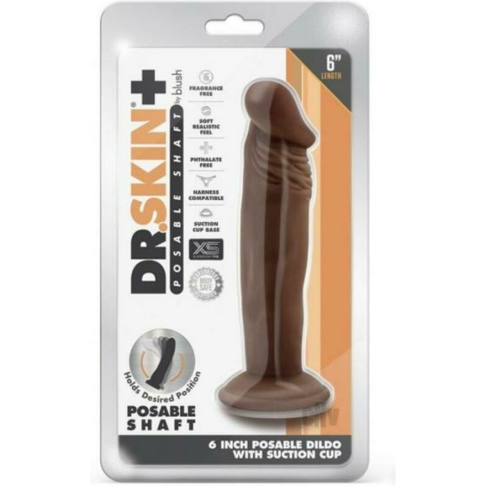 Dr Skin Plus Posable Dildo 6 Chocolate - Image 1