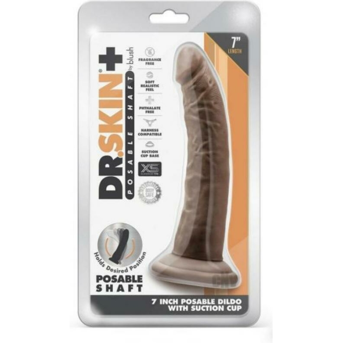 Dr Skin Plus Posable Dildo 7 Chocolate - Image 1