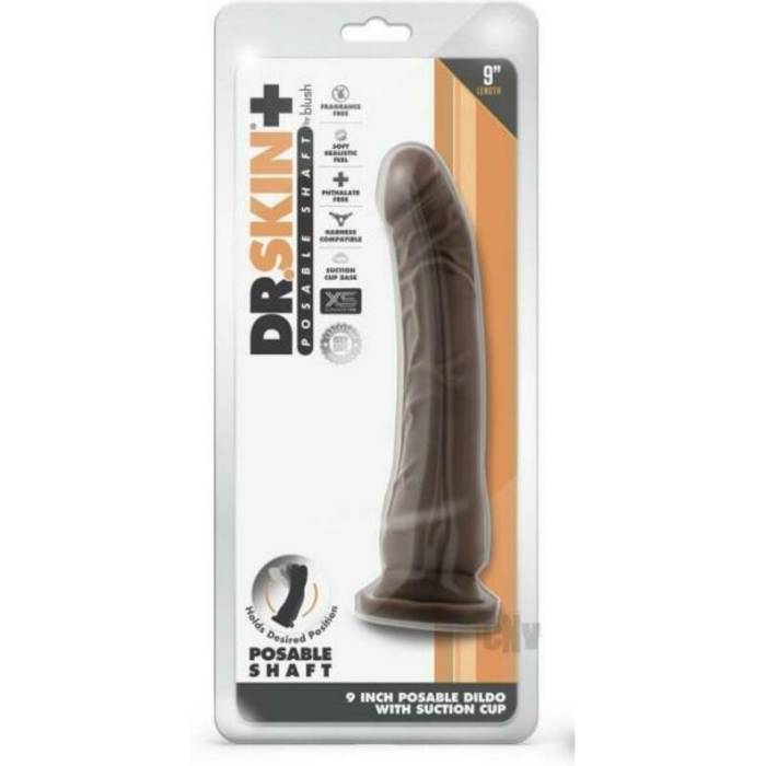 Dr Skin Plus Posable Dildo 9 Chocolate - Image 1