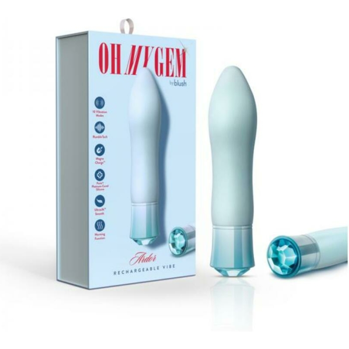 Blush Oh My Gem Ardor Rechargeable Warming Silicone Tapered Vibrator Aquamarine - Image 1