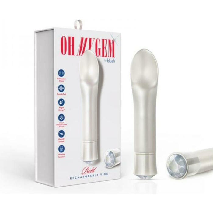 Blush Oh My Gem Bold Rechargeable Warming Silicone Scooped Tongue Vibrator Diamond - Image 1