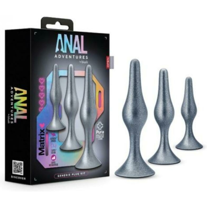 Anal Adventures Matrix Genesis Plug Kit Stellar Silver - Image 1