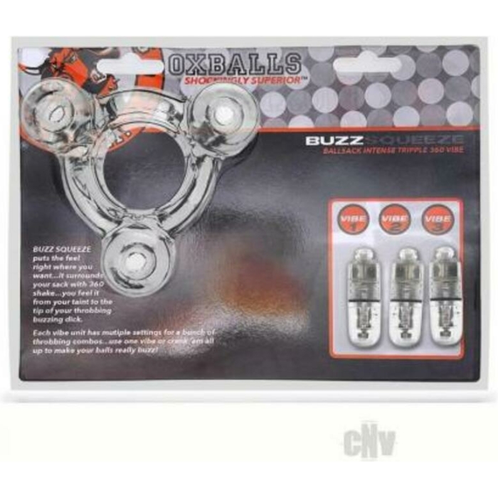 Oxballs Buzz Squeeze Triple-vibe Ballstretcher Flextpr Clear - Image 1
