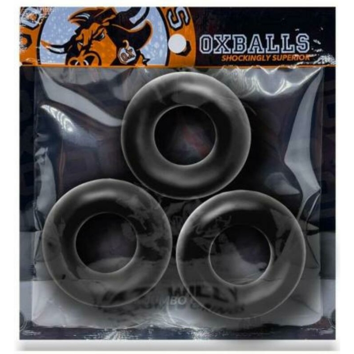 Oxballs Fat Willy 3-pack Jumbo Cockrings Flextpr Black - Image 1