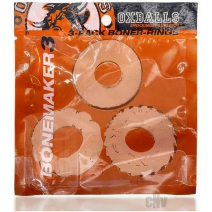 Oxballs Bonemaker 3-pack Boner Cockring Kit Flextpr Clear