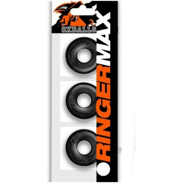Oxballs Ringer Max 3 Pack Cockrings - Black - Image 1