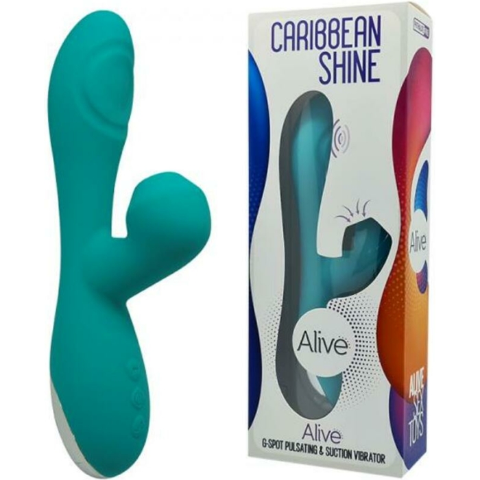 Caribbean Shine Pulsing Dual Stimulator - Blue - Image 1