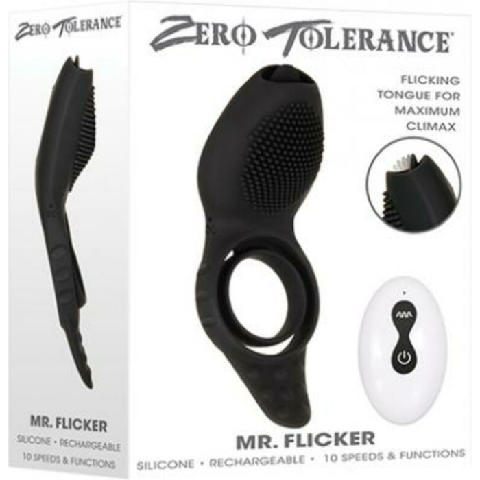 Zt Mr. Flicker Vibrating Silicone Cock Ring Black - Image 1