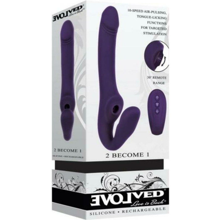 Evolved 2 Become 1 Silicone Rechargeable Strapless Strap-on Purple - Image 1