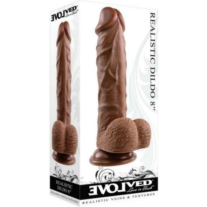 Evolved Realistic Dildo With Balls 8 In. Dark - Image 1