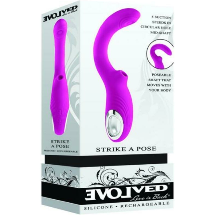 Evolved Strike A Pose Rechargeable Posable Tapping Suction Silicone Vibrator Pink - Image 1
