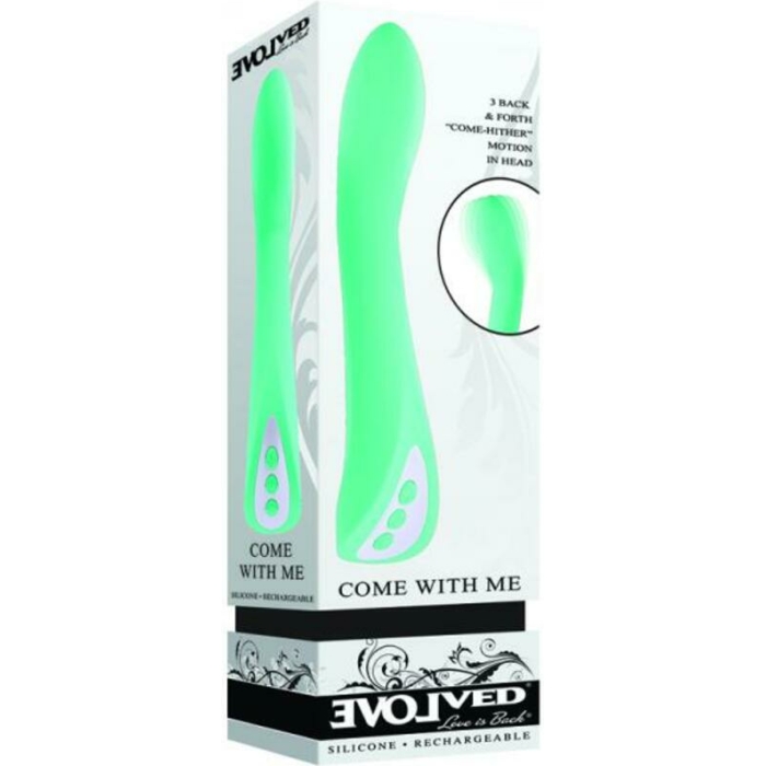 Evolved Come With Me Rechargeable 'come Hither' Silicone Vibrator Green - Image 1