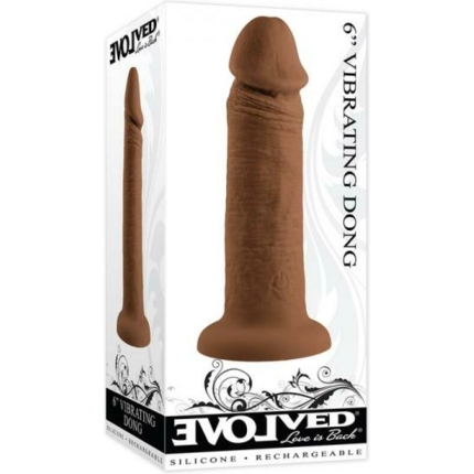 Evolved Rechargeable Vibrating 6 In. Silicone Dildo Dark
