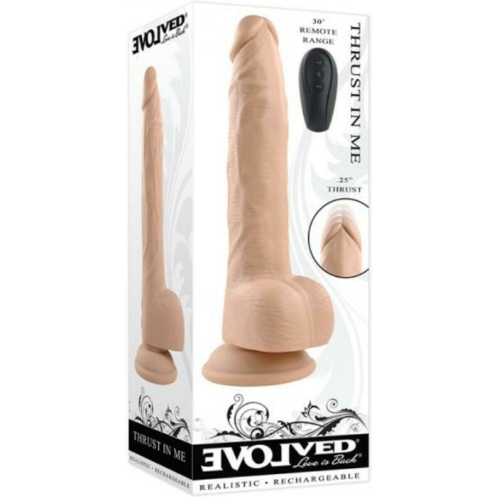 Evolved Thrust In Me Rechargeable Remote Controlled Thrusting Vibrating 9.25 In. Silicone Dildo Ligh - Image 1