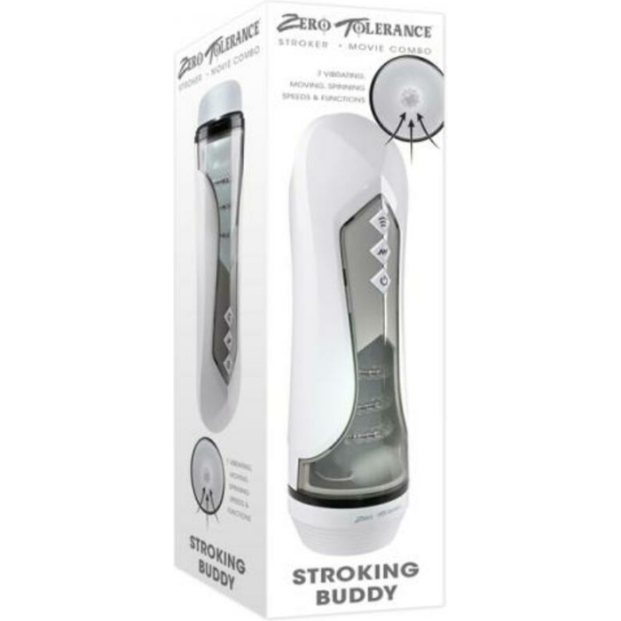 Zero Tolerance Stroking Buddy Rechargeable Vibrating Stroker White - Image 1