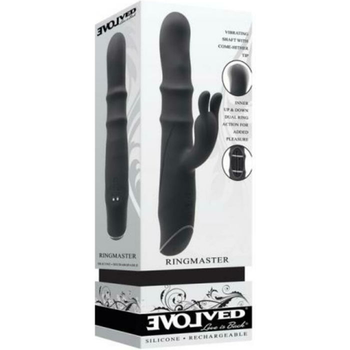 Evolved Ringmaster Rechargeable Dual Stim Vibe Silicone Black - Image 1