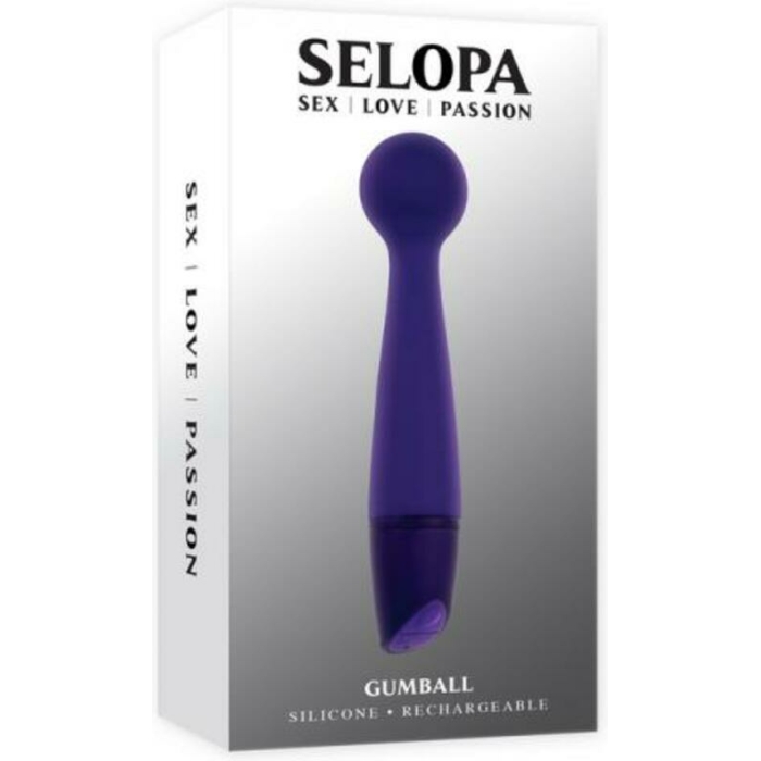 Selopa Gumball Rechargeable Slim Wand Silicone Purple - Image 1