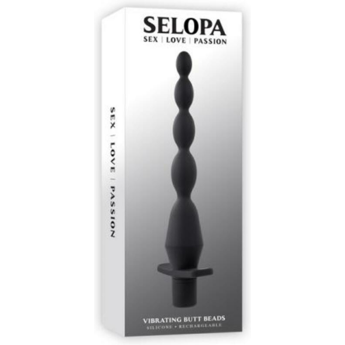 Selopa Vibrating Butt Beads Rechargeable Anal Silicone Black - Image 1