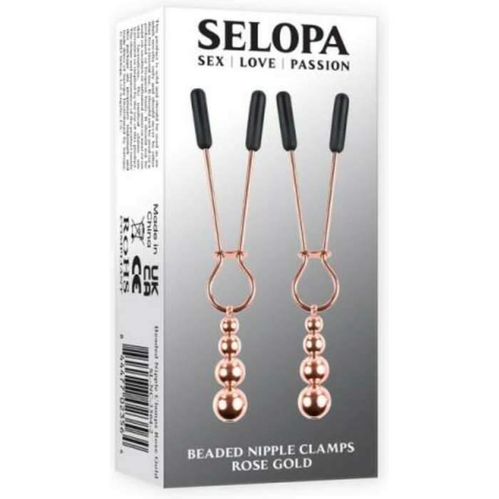 Selopa Beaded Nipple Clamps Stainless Steel Rose Gold - Image 1