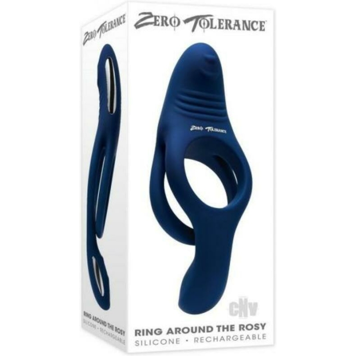 Zero Tolerance Ring Around The Rosy Rechargeable Vibrating Dual C-ring Silicone Blue - Image 1